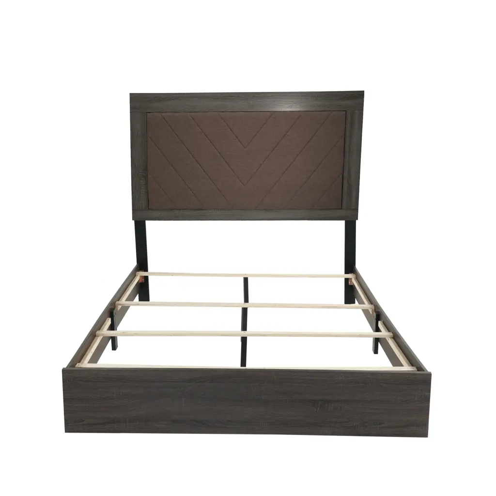 Queen Bed Dark Gray Oak Rustic Accents Box Spring Required poundex