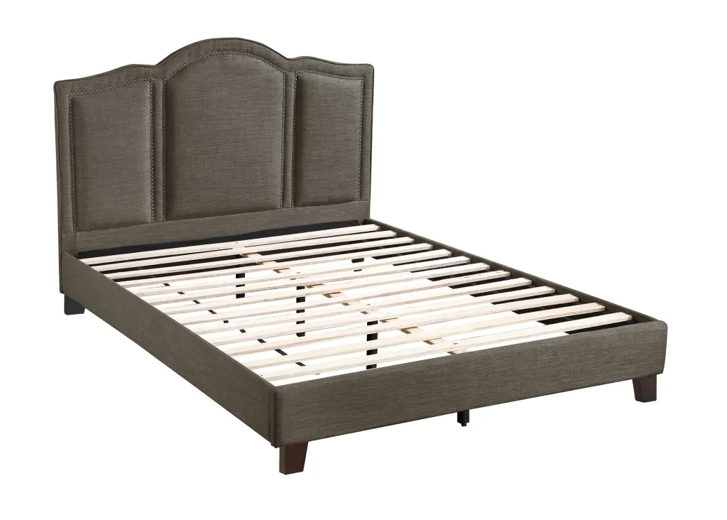 Queen Bed Frame Brown Light Panel Design No Box Spring Required poundex