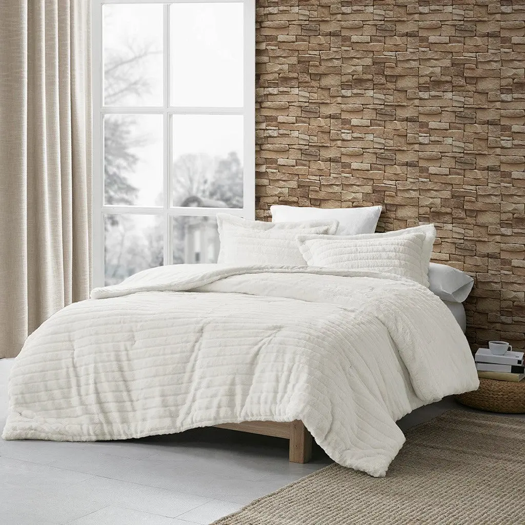 Faux Fur Easeer Set King Size Ivory Polyester Bedding jla