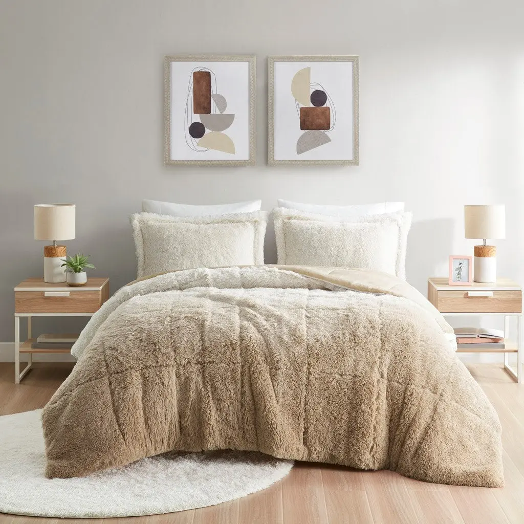 Ombre Shaggy Long Fur Easeer Mini Set Queen Natural Polyester jla