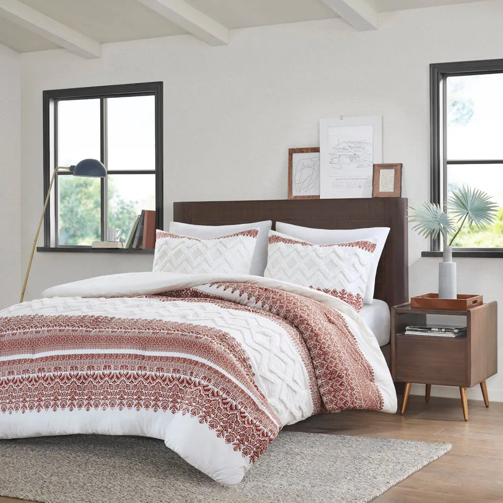 3 Piece Cotton Easeer Set Chenille Tufting Auburn Cotton Bedroom Set jla