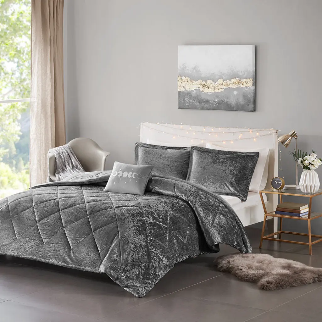 Velvet Easeer Set King Size Grey Polyester jla