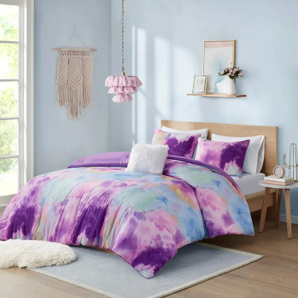 Watercolor Tie Dye Printed Queen Size Easeer Set Throw Pillow jla