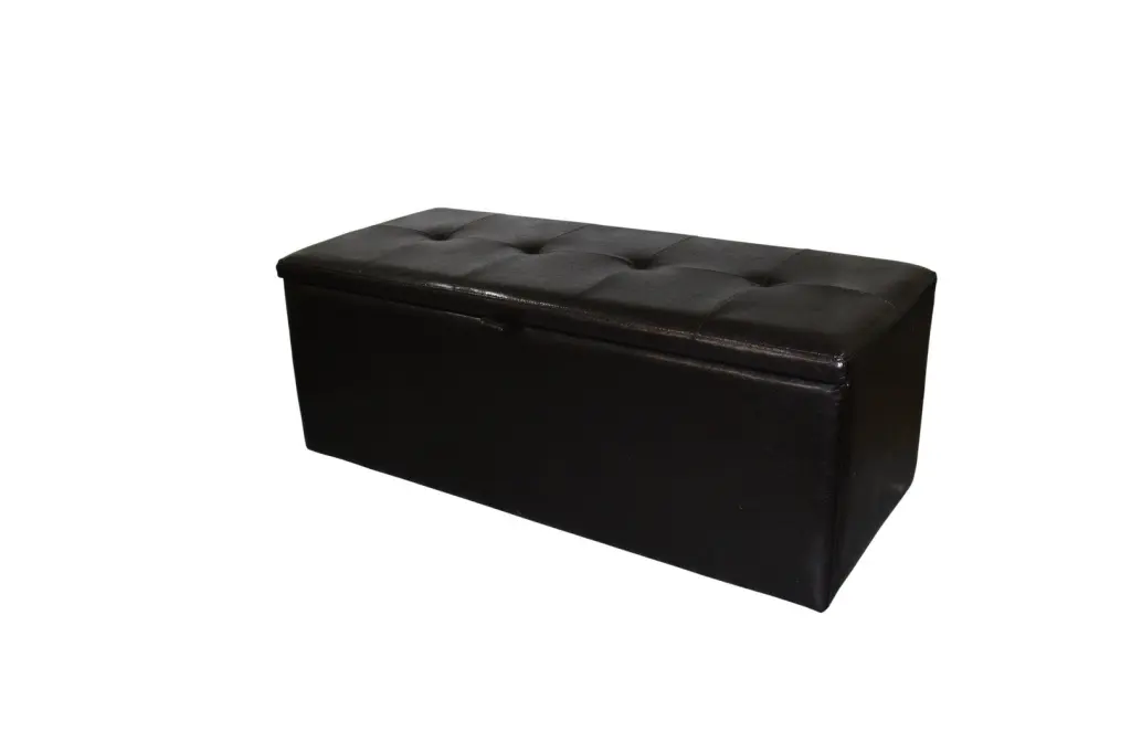 18.5 Inch Tall Brown Leather Upholstered Storage Bench Wood Frame california home