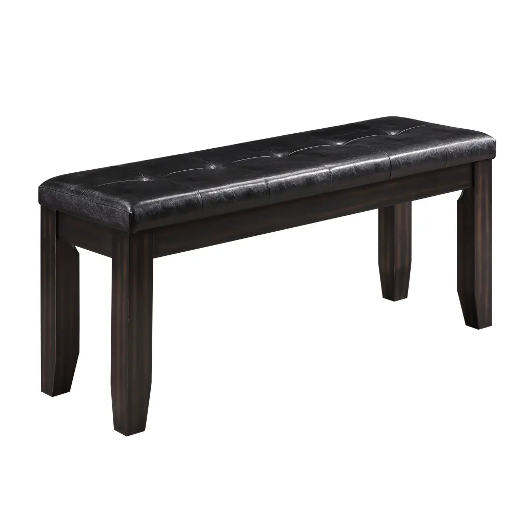 Black and Espresso Bench Tufted Cushion Black Brown Espresso furniture max
