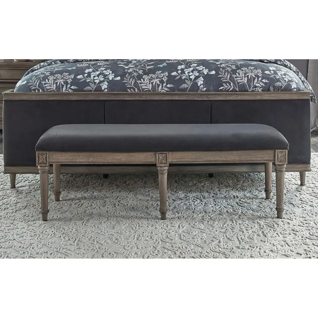 Charcoal Grey Upholstered Bench Brown Gray Primary Living Space Wipe Clean furniture max