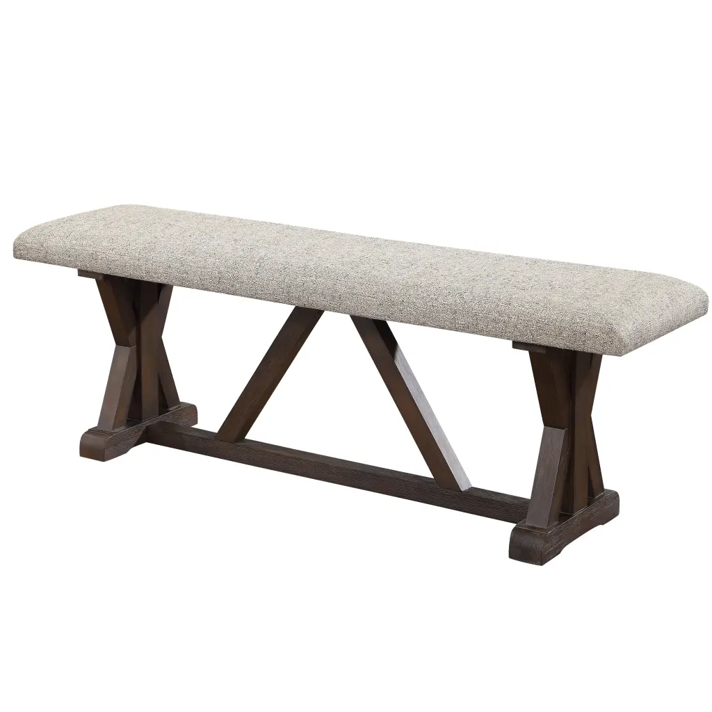 Grey and Rustic Brown Upholstered Bench Entryway or Bedroom furniture max