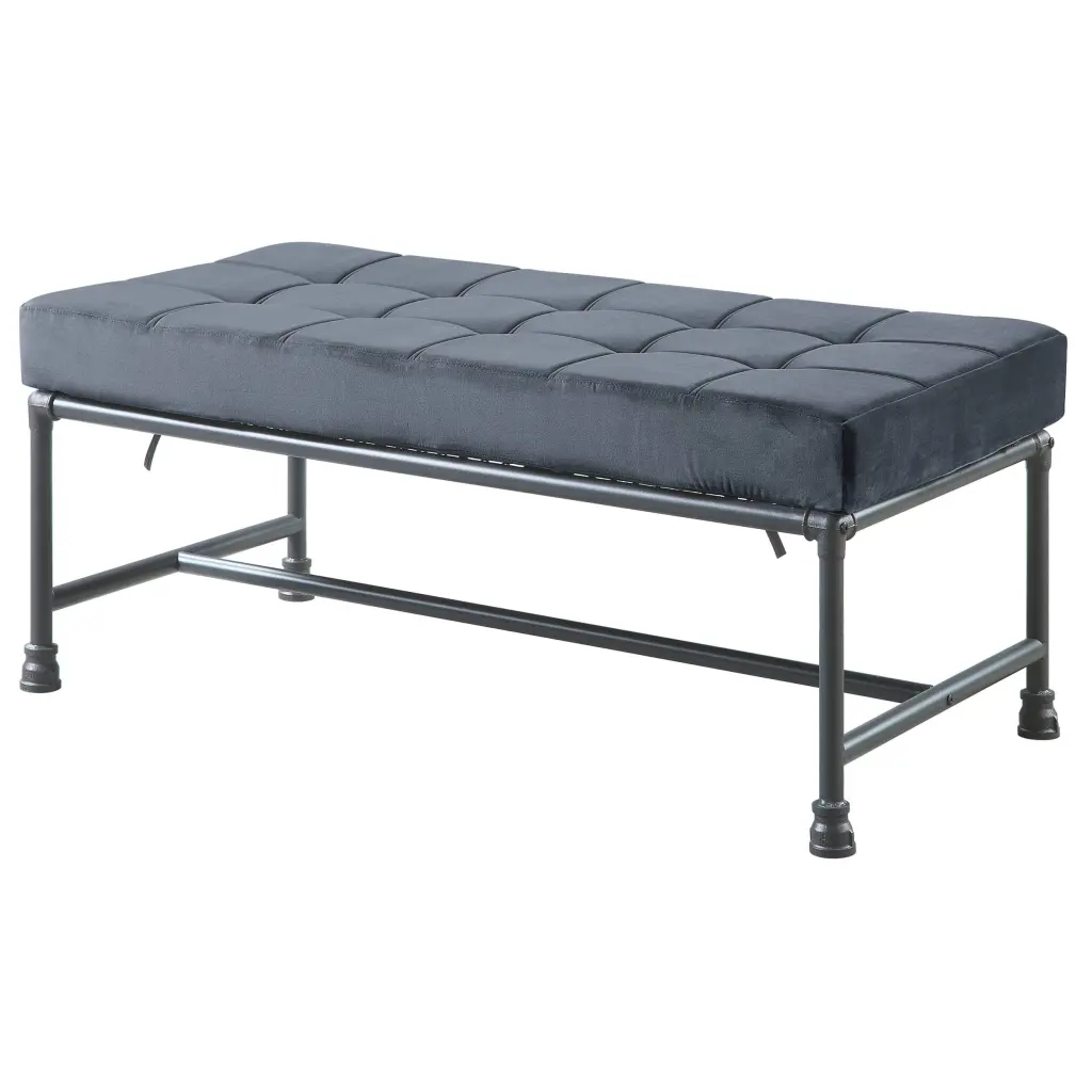 Grey and Sandy Grey Tufted Bench Bedroom or Industrial Style Living Spaces furniture max