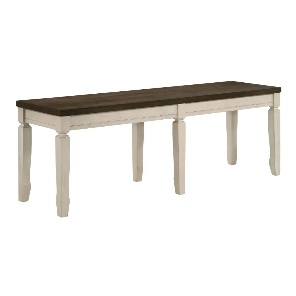 Weathered Oak and Cream Bench Tapered Legs Bedroom Traditional Seat furniture max