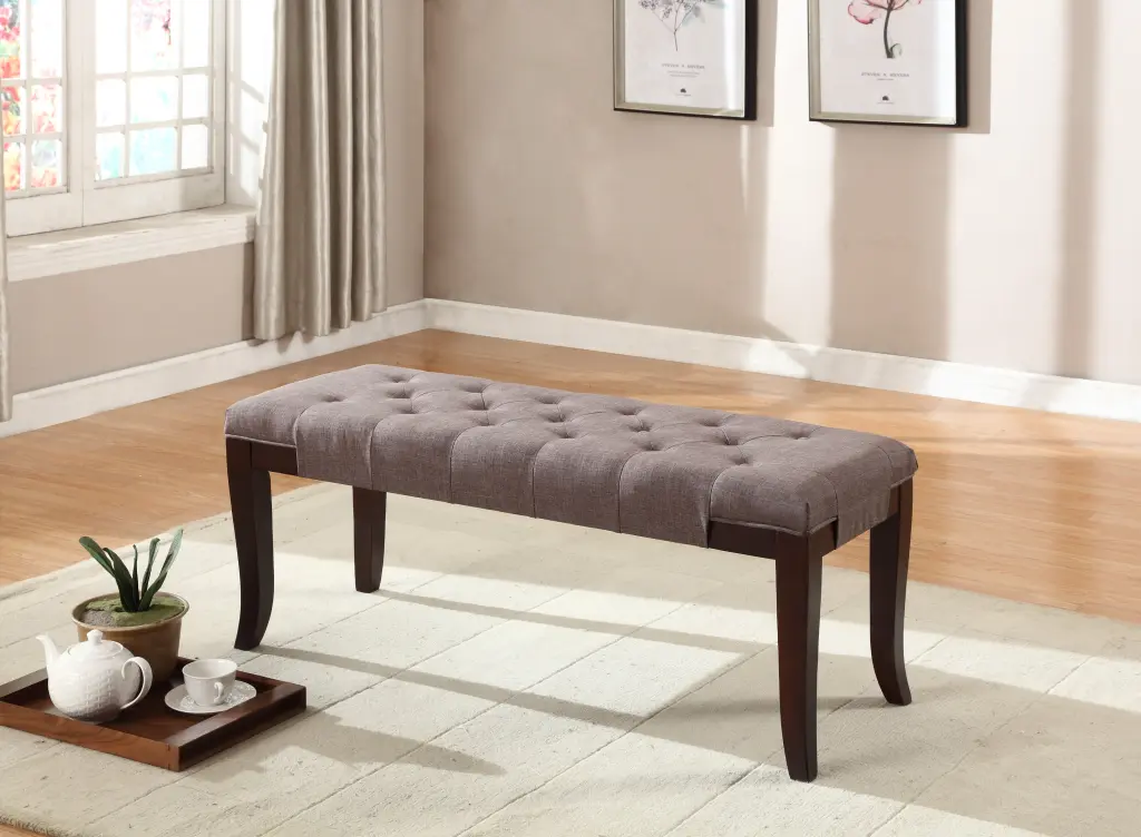 Linon Tufted Bench Fabric Brown Polyester Blend Upholstered Storage Bench hz