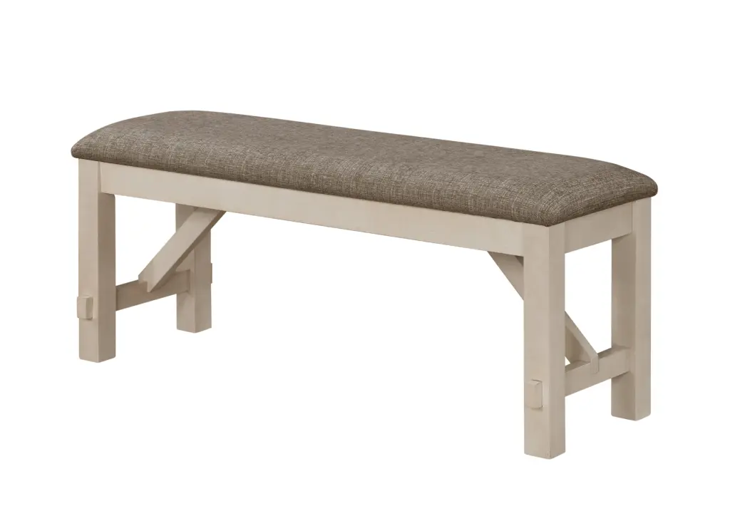 Cottage Style 1PC Upholstered Seat Chalk Gray Finish Bench - Dining Room and Entryway Bench kanepe