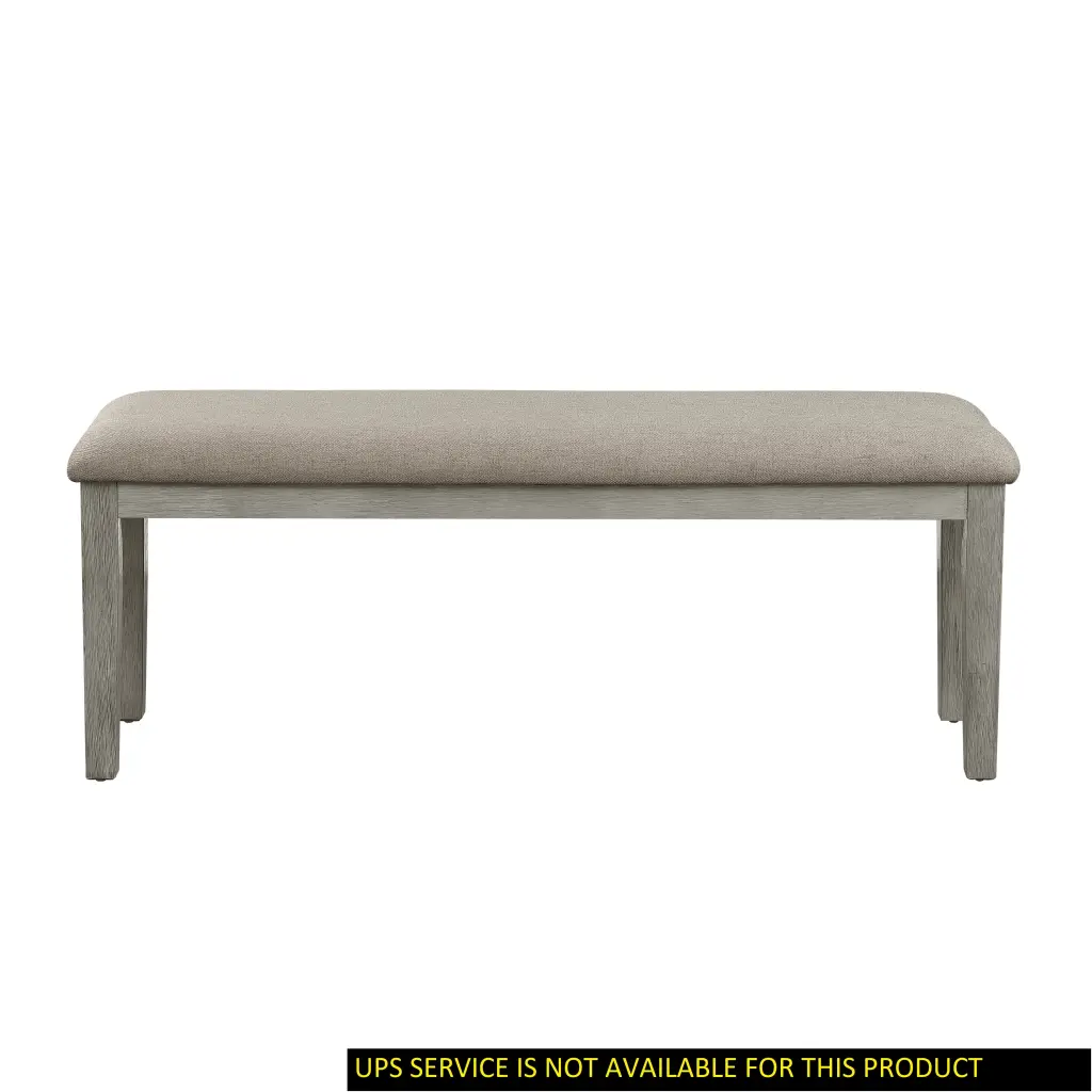 Fabric Upholstered Seat 1Pc Bench Wire Brushed Light Gray Finish Wooden Bench Dining Room kanepe