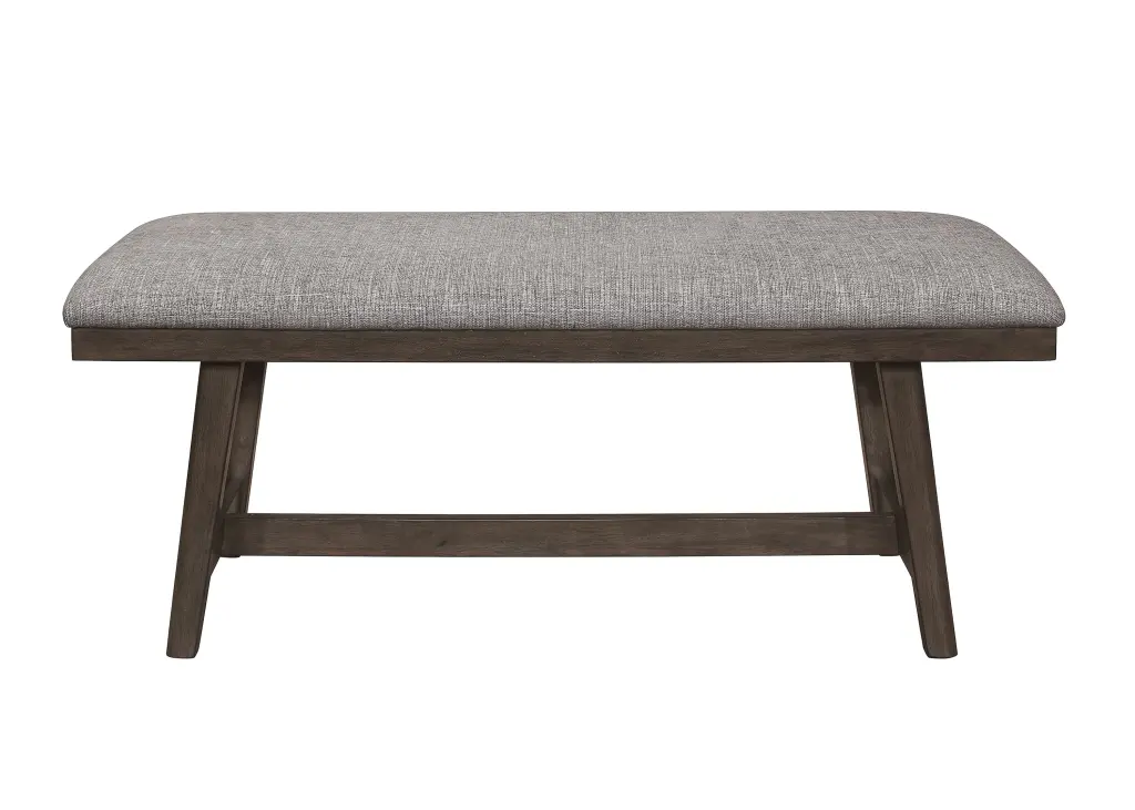 1 Piece Dark Brown Finish Transitional Bench Upholstered Seat Gray Linen kanepe