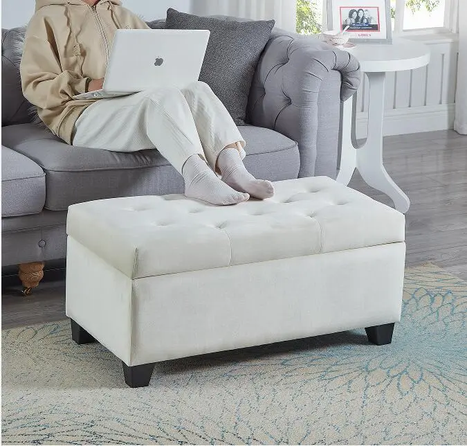 Upholstered Storage Rectangular Bench Entryway Bedroom End Bed modernben furniture