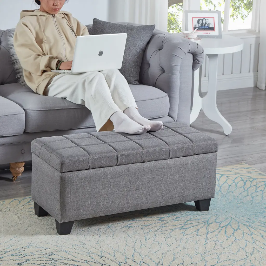 Upholstered Storage Rectangular Bench Entryway Bedroom or End Bed modernben furniture
