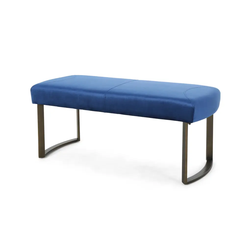 Bench Navy Blue Velvet Upholstered Seating Bedroom or Living Room nh-an