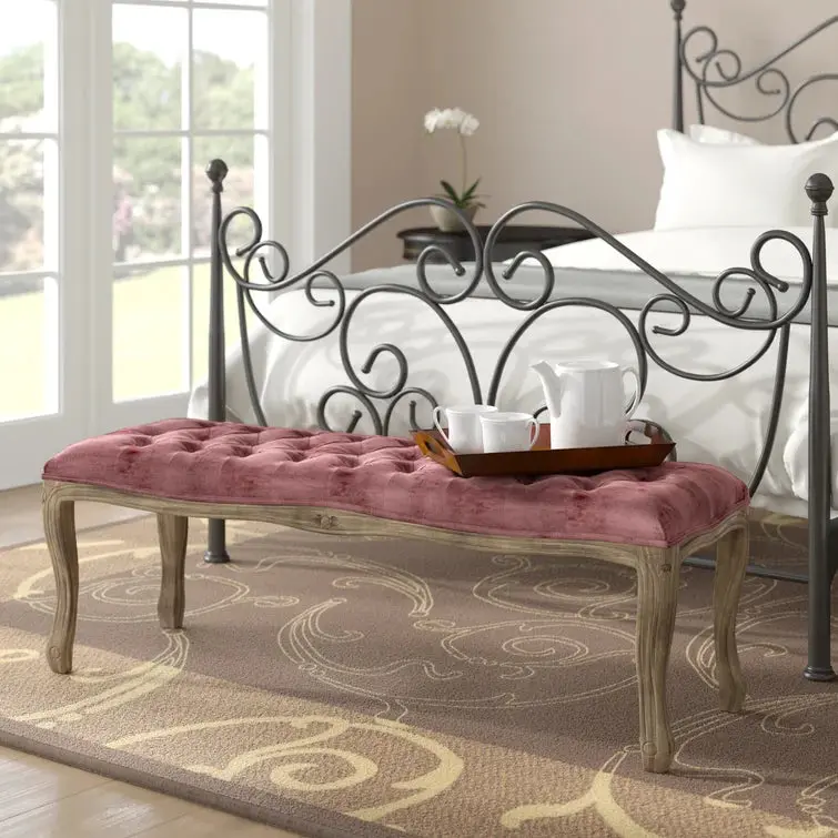 Blush Velvet Bench Bedroom or Living Room nh-an