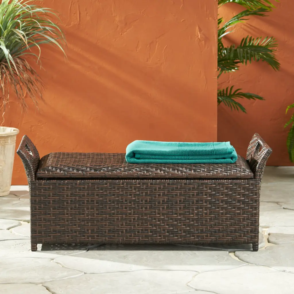 Wing Pe Storage Bench Brown Multi Rattan - Entryway Storage Furniture nh-gardenpara
