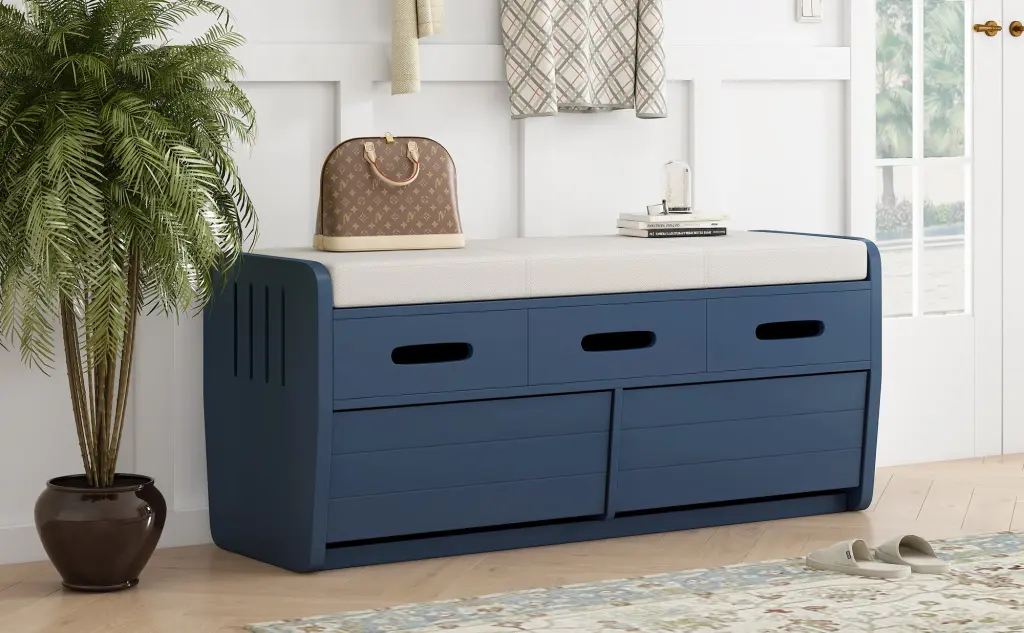 Rustic Storage Bench 2 Drawers Hidden Storage Space And 3 False rnb
