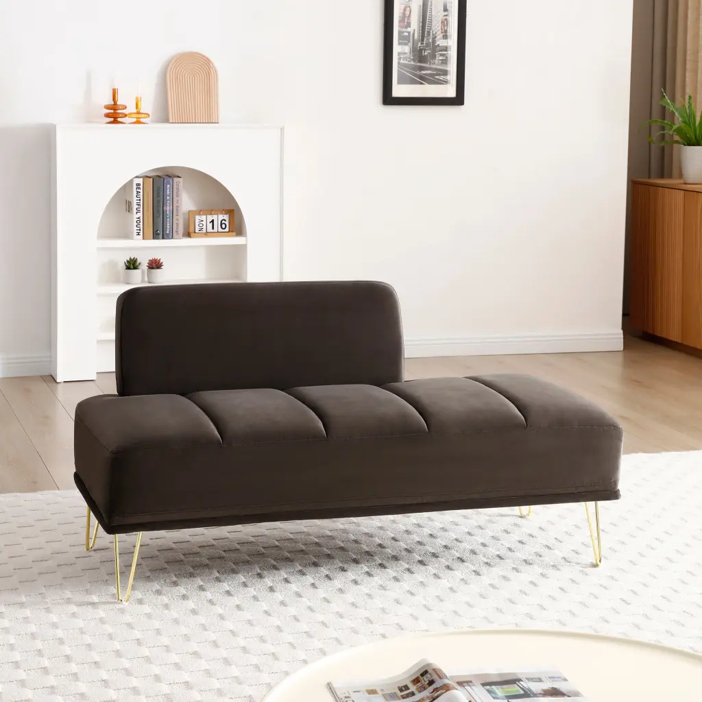 56.3 Inch Modern Velvet Fabric Upholstered End Bed Bench 2 Seater trusting furniture