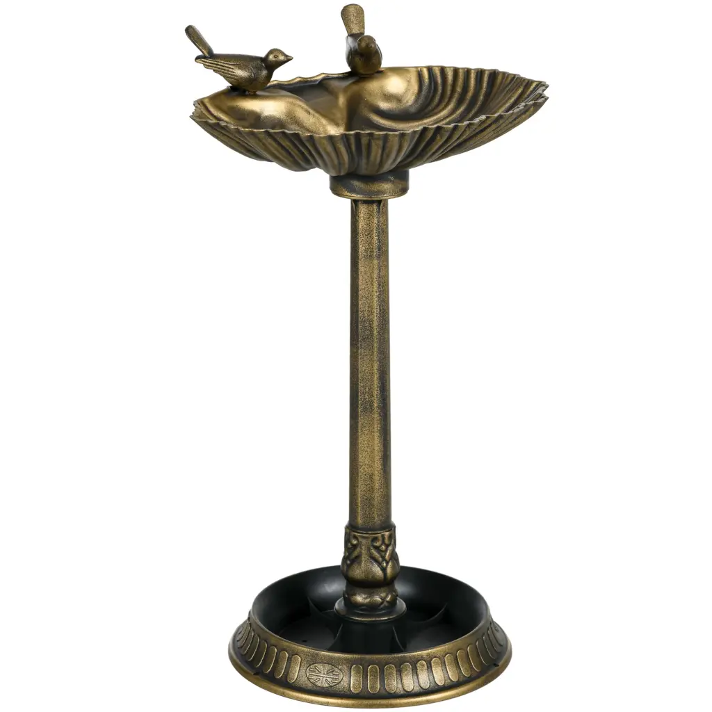 Outsunny 32 Inch Antique Bird Bath Pedestal Flower Planter Base Vintage Design aosom business