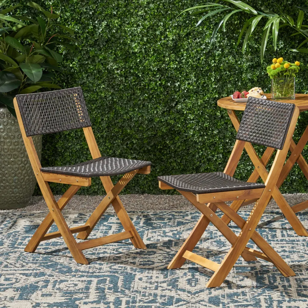 Hillside Bistro Chair Set 2 Brown Wood Outdoor Dining nh-vivalux