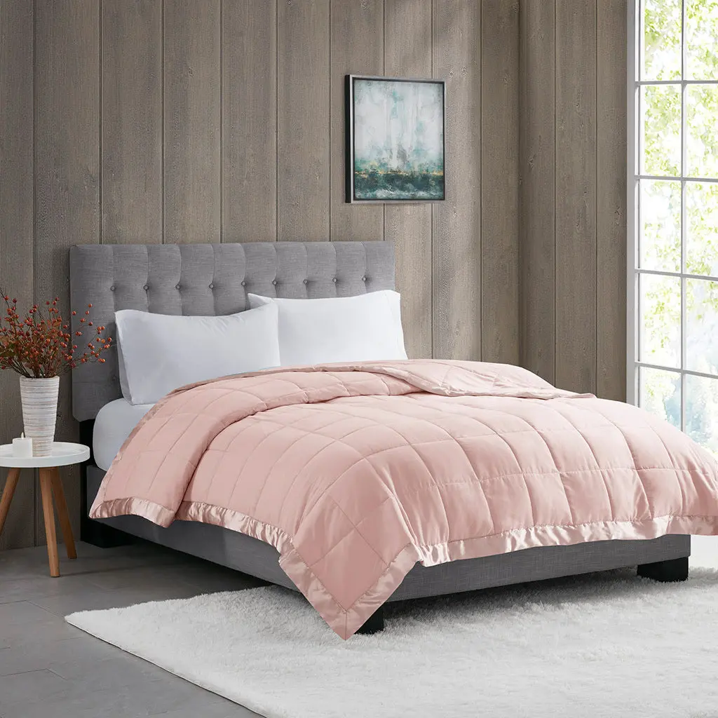 Featherweight Down Alternative Blanket Satin Trim Blush Polyester jla
