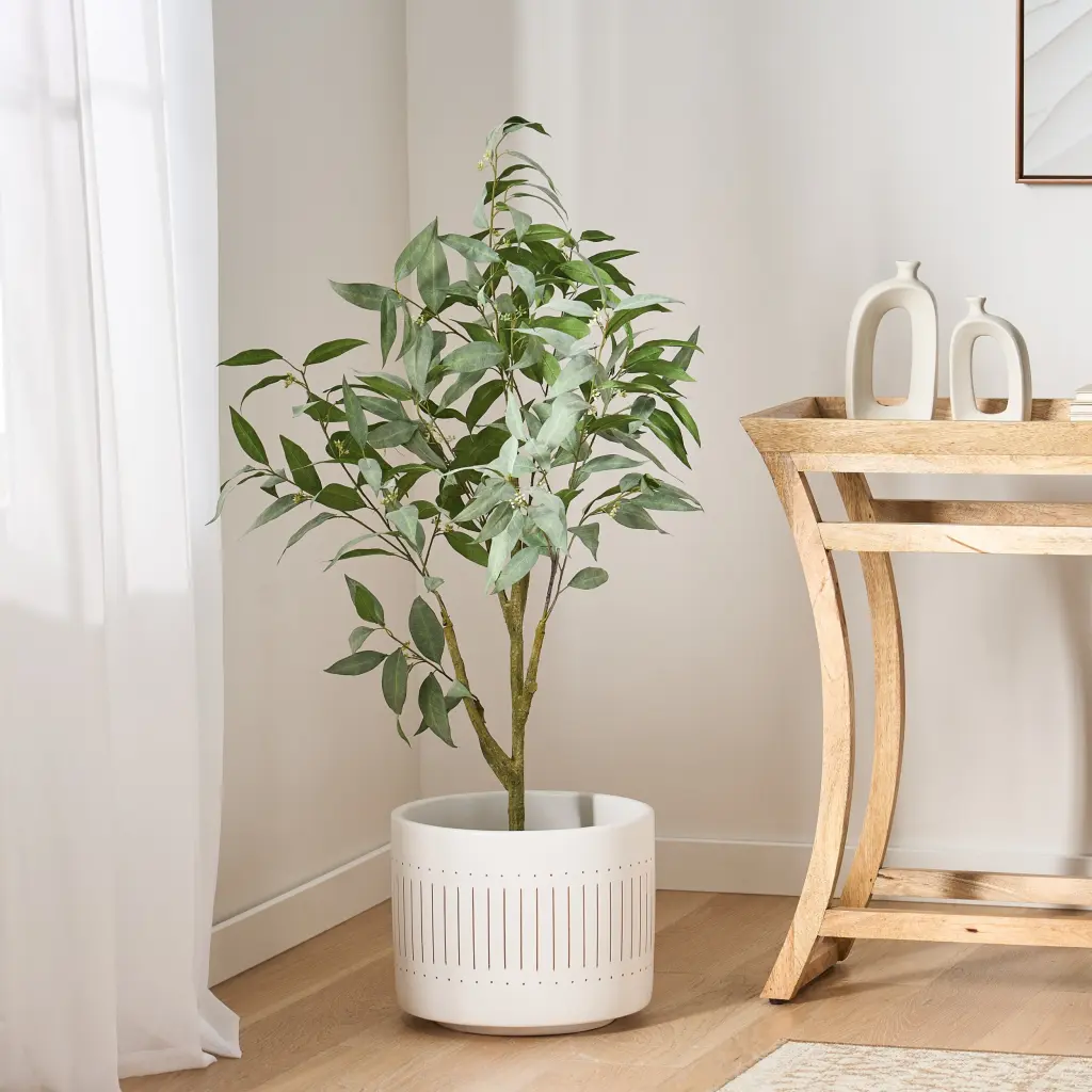 120Cm Artificial Eucalyptus Leaves Bonsai Green Polyethylene Plant nh-bc furniturings