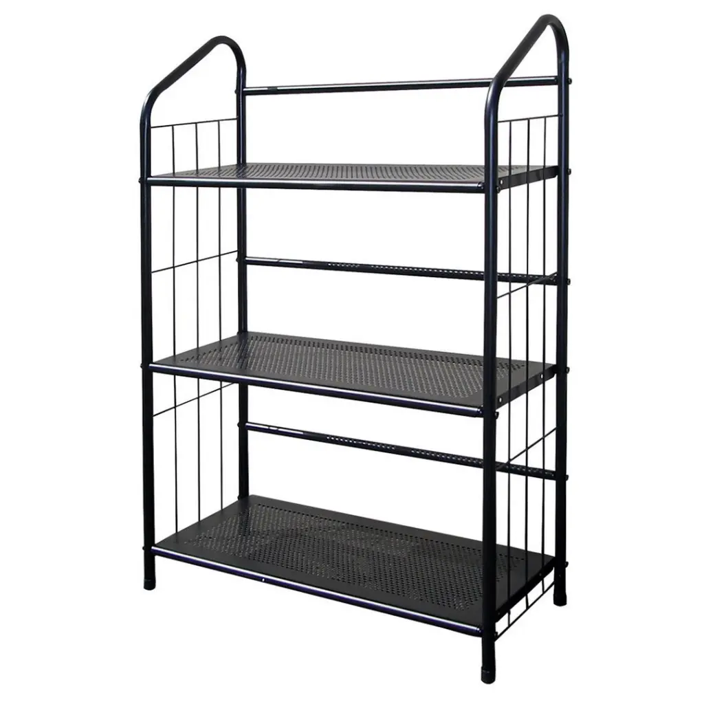 37 Inch Tall 3 Tier Metal Standing Book Shelf Black Finish Black Wood california home