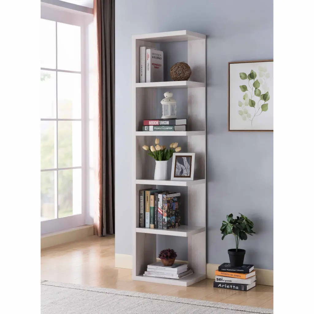 5 Tier White Oak Book Stand Home Presentation Bookcase Office id international- inc.