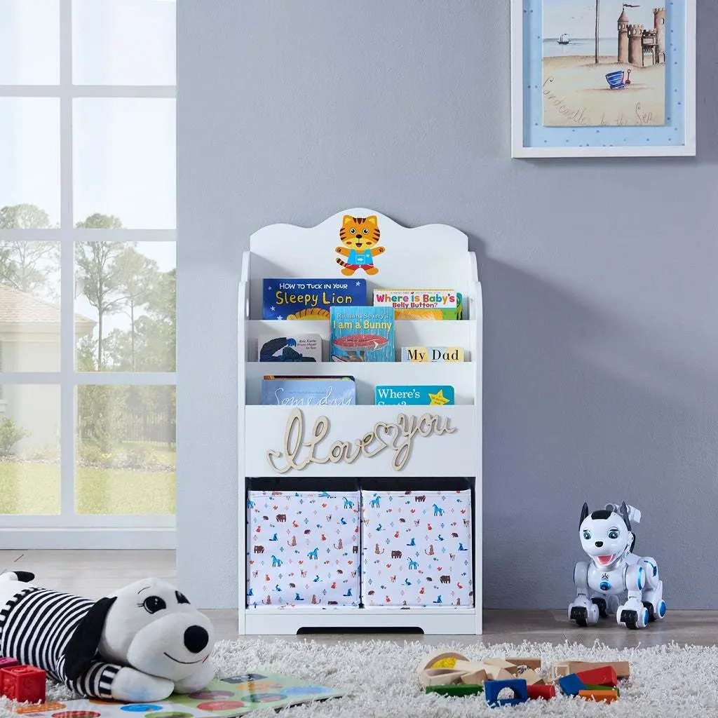 Maison Kids Bookcase Toy Storage White MDF kids funnel