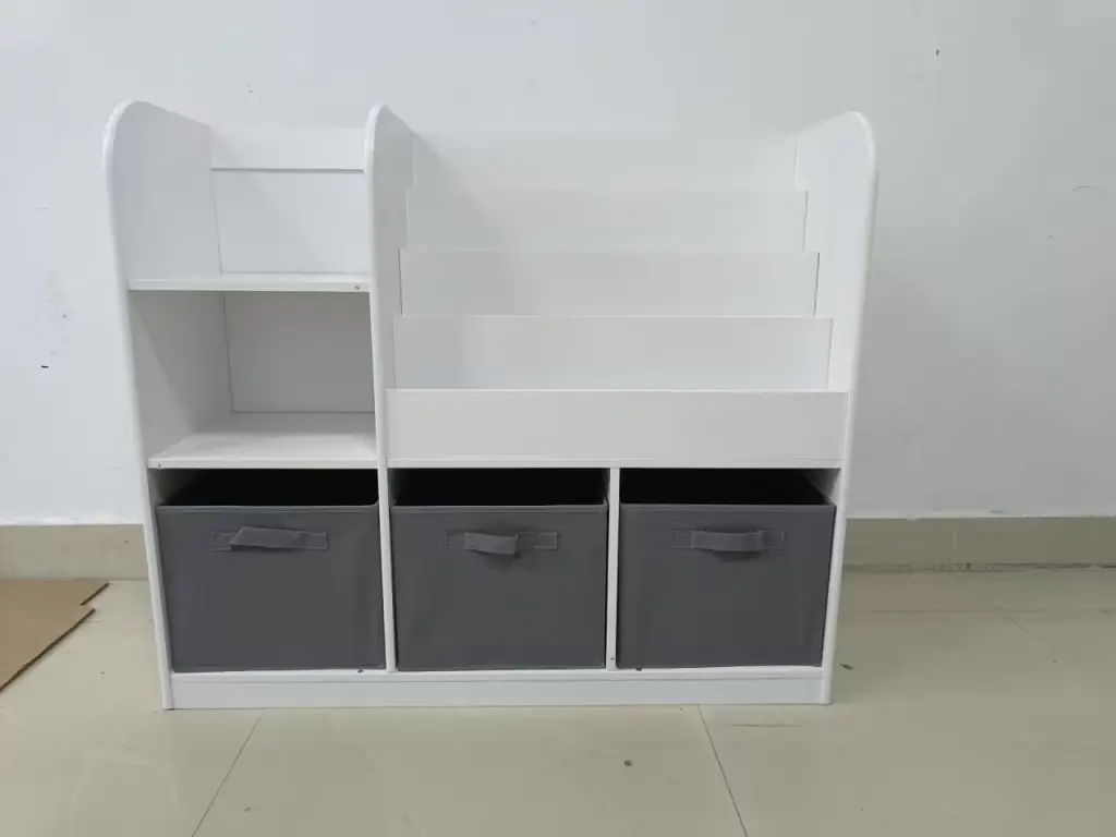 Kids Bookcase and Bookshelf Multifunctional 3 Collapsible Shelves moonriver