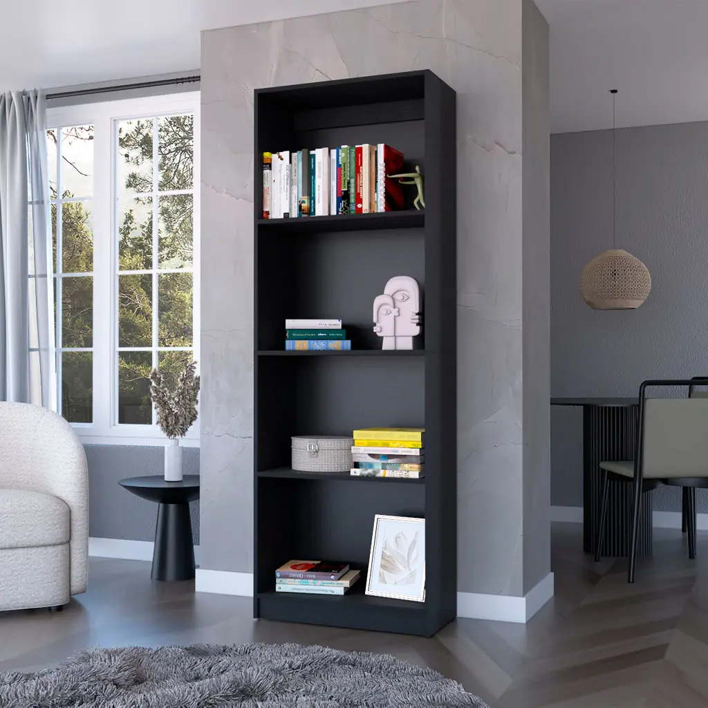 Sutton Bookcase Tier Storage Shelves 3 to 4 Shelves Black Open Storage rta mubles colombia