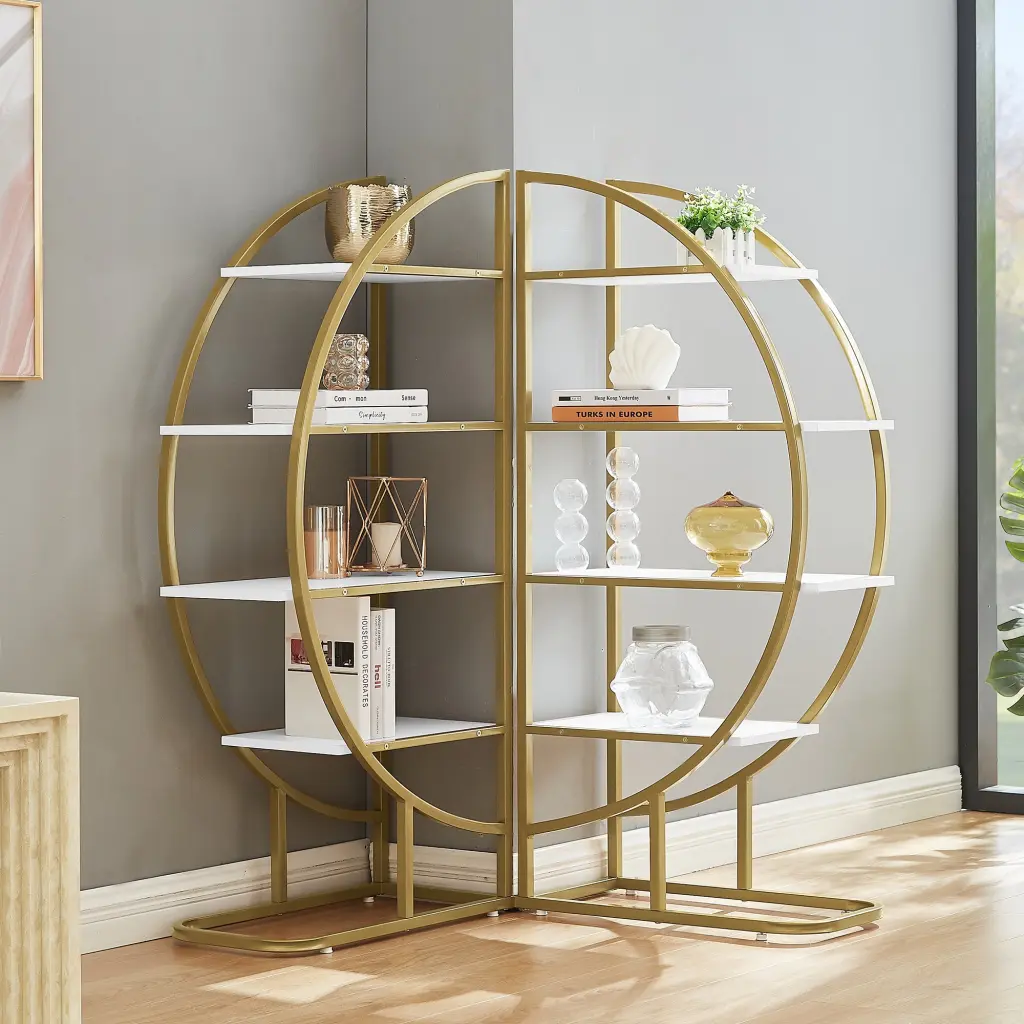4 Tiers Home Office Open Bookshelf Round Influence Design by