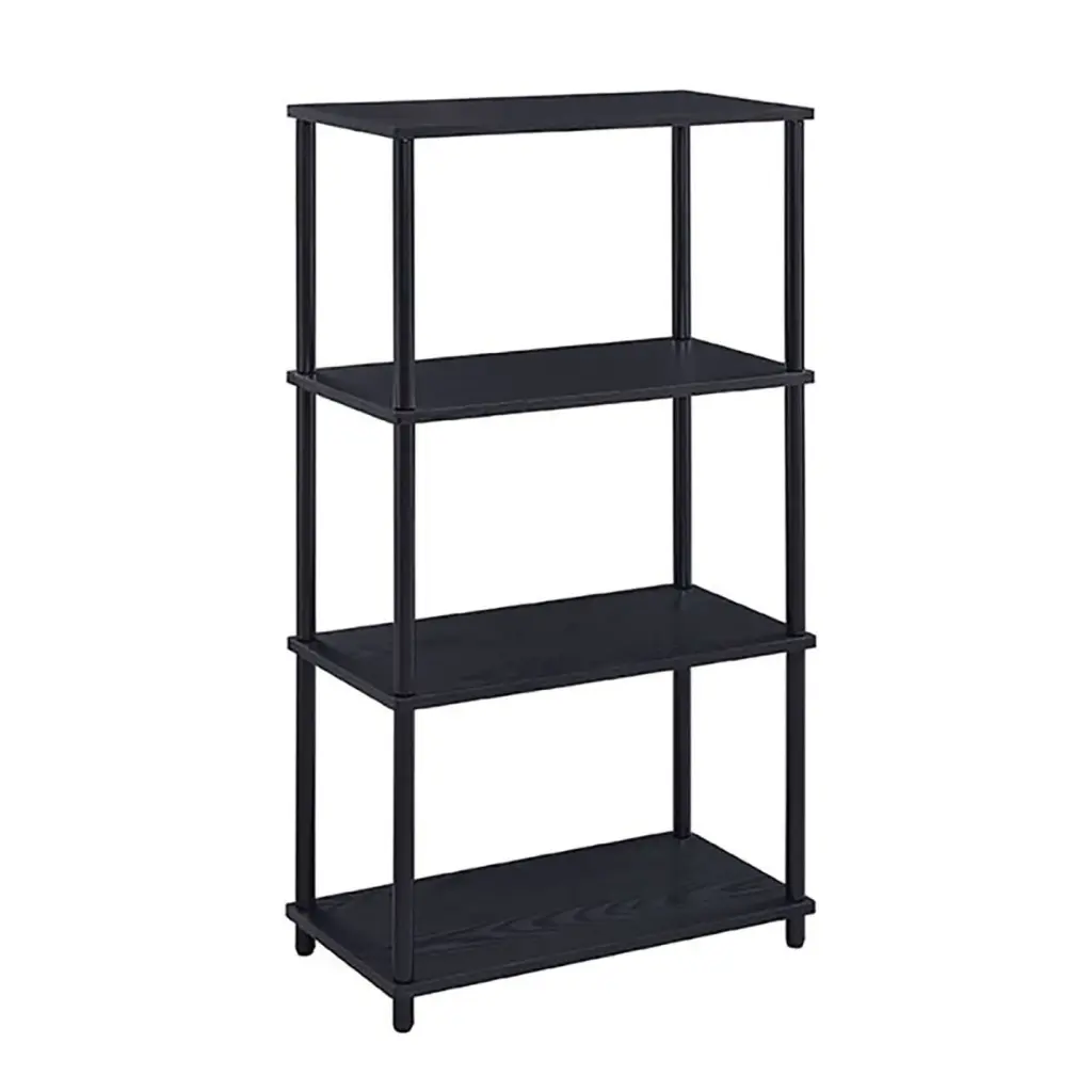Black Bookshelf 4 Shelf Horizontal Primary Living Room Storage furniture max