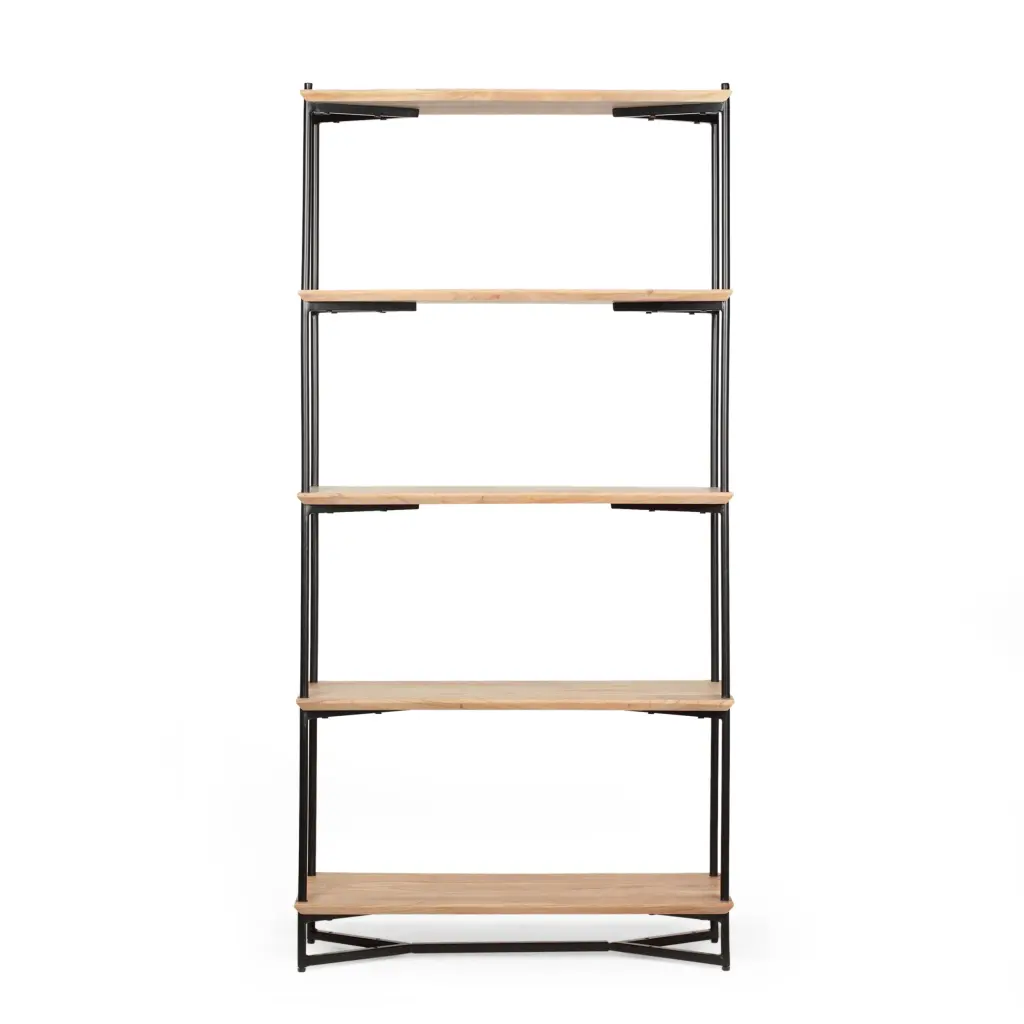 Bookshelf Natural Wood - Rustic Solid Wood Shelving Unit Home Office nh-bo