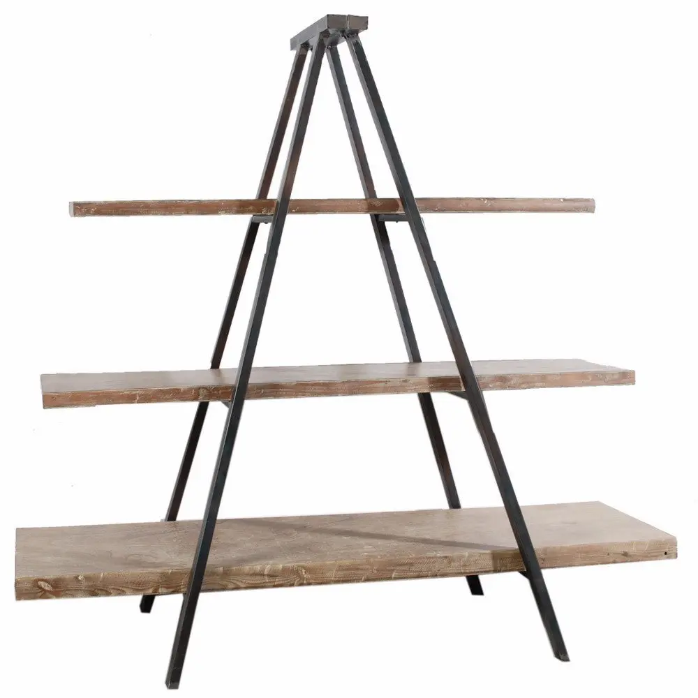 Rustic Charmed 3 Tier Ramsden Bookshelf Brown Black Wood Metal Shelf Home Office royal hampton