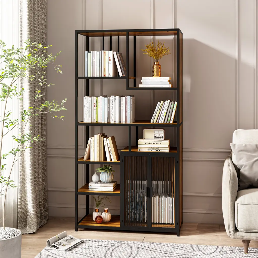 Multipurpose Bookshelf Storage Rack Right Side Enclosed Storage Organizer spribung
