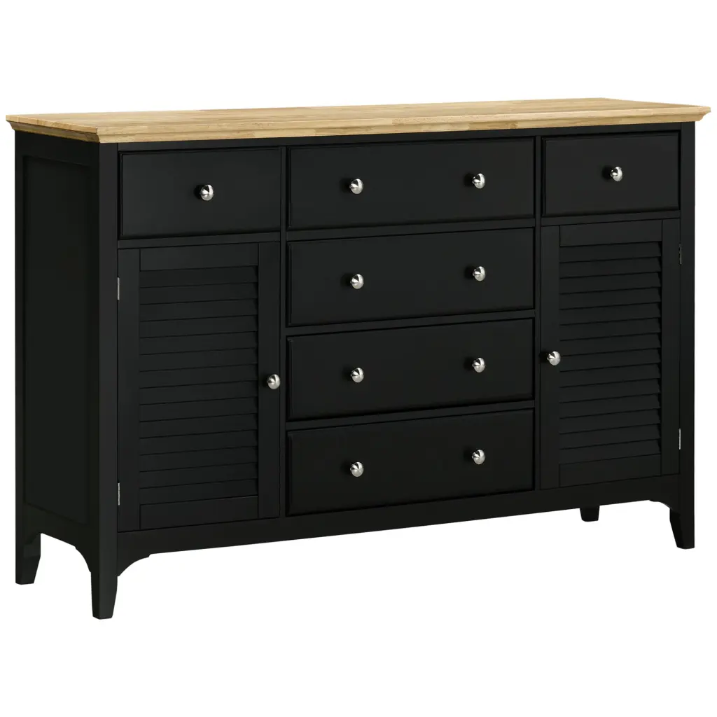 Homcom Sideboard Buffet Cabinet Storage Drawers and Rubber Wood Top aosom business