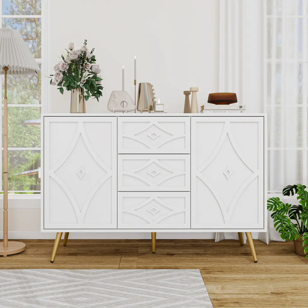 2 Door 3 Drawer Storage Buffet Cabinet Sideboard Adjustable Shelves milestone homelife