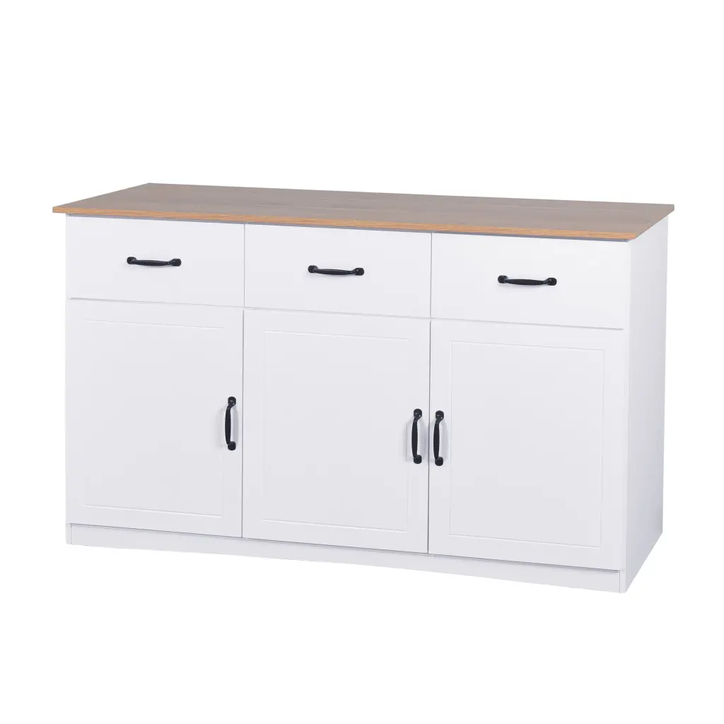 White Buffet Cabinet Storage Kitchen Sideboard 3 Doors Dining Room Furniture newmark