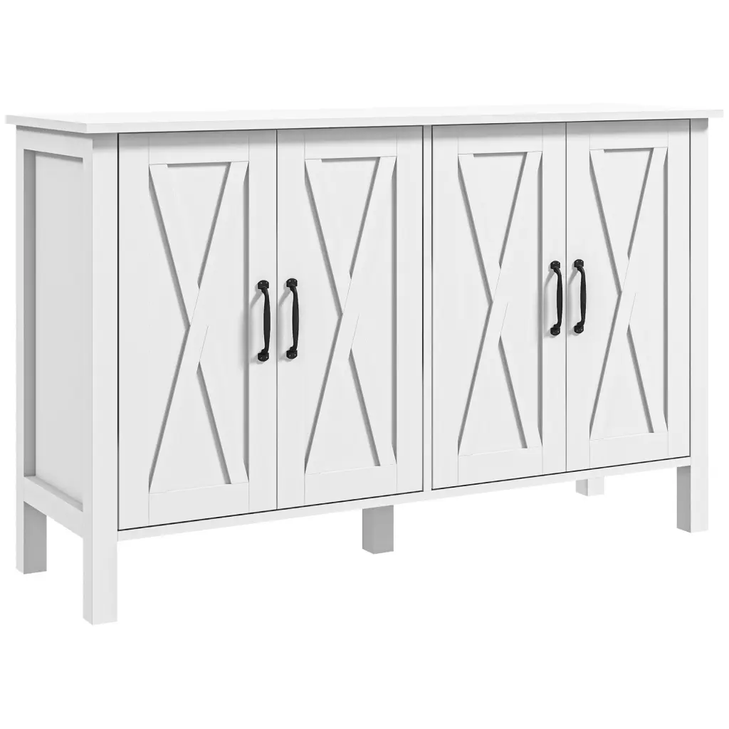 Buffet Cabinet 47 Inch Sideboard 4 Barn Doors And 2 Adjustable Shelves aosom business