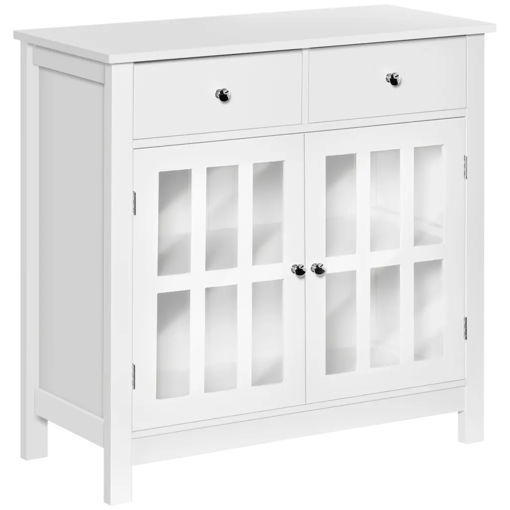 Homcom Sideboard Buffet Cabinet Kitchen Cabinet 2 Drawers And Glass Doors aosom business