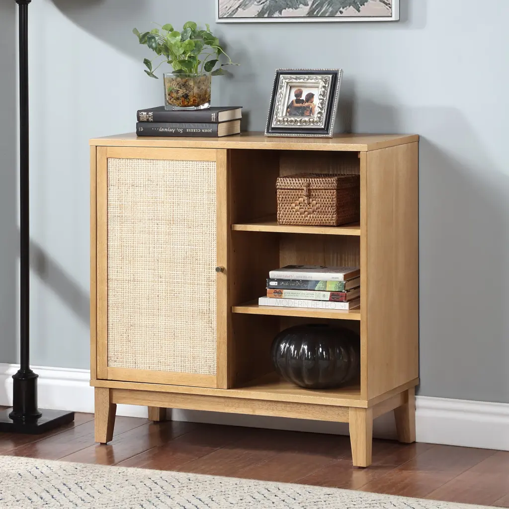 Buffet Cabinet Storage and Natural Rattan Decoration fullbarn e-commerce