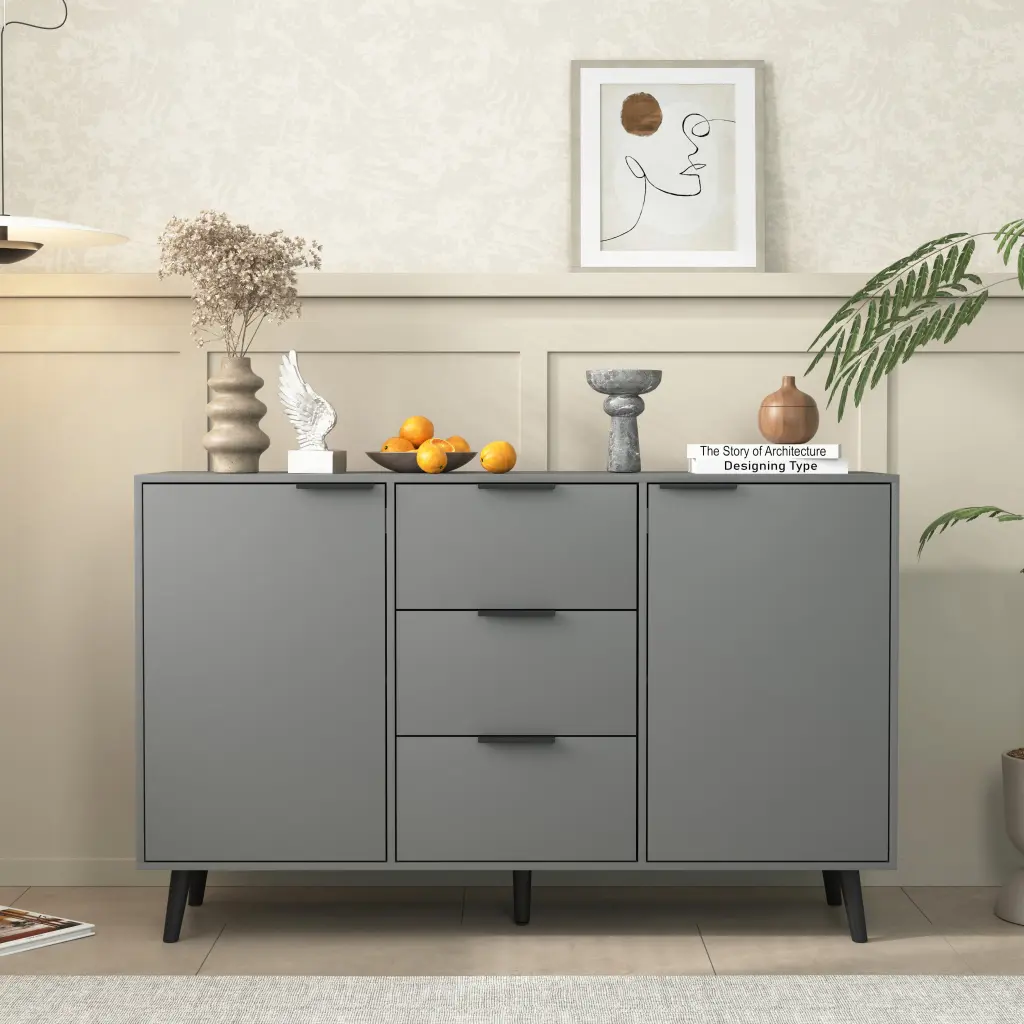 Sideboard Buffet Cabinet Storage Wood Coffee Bar Cabinet 47.2 Inches Dining Room newmark