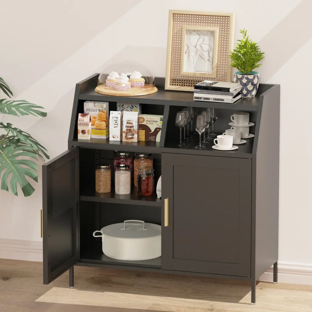 Metal Buffet Sideboard Cabinet Modern Storage Dining Room rnb