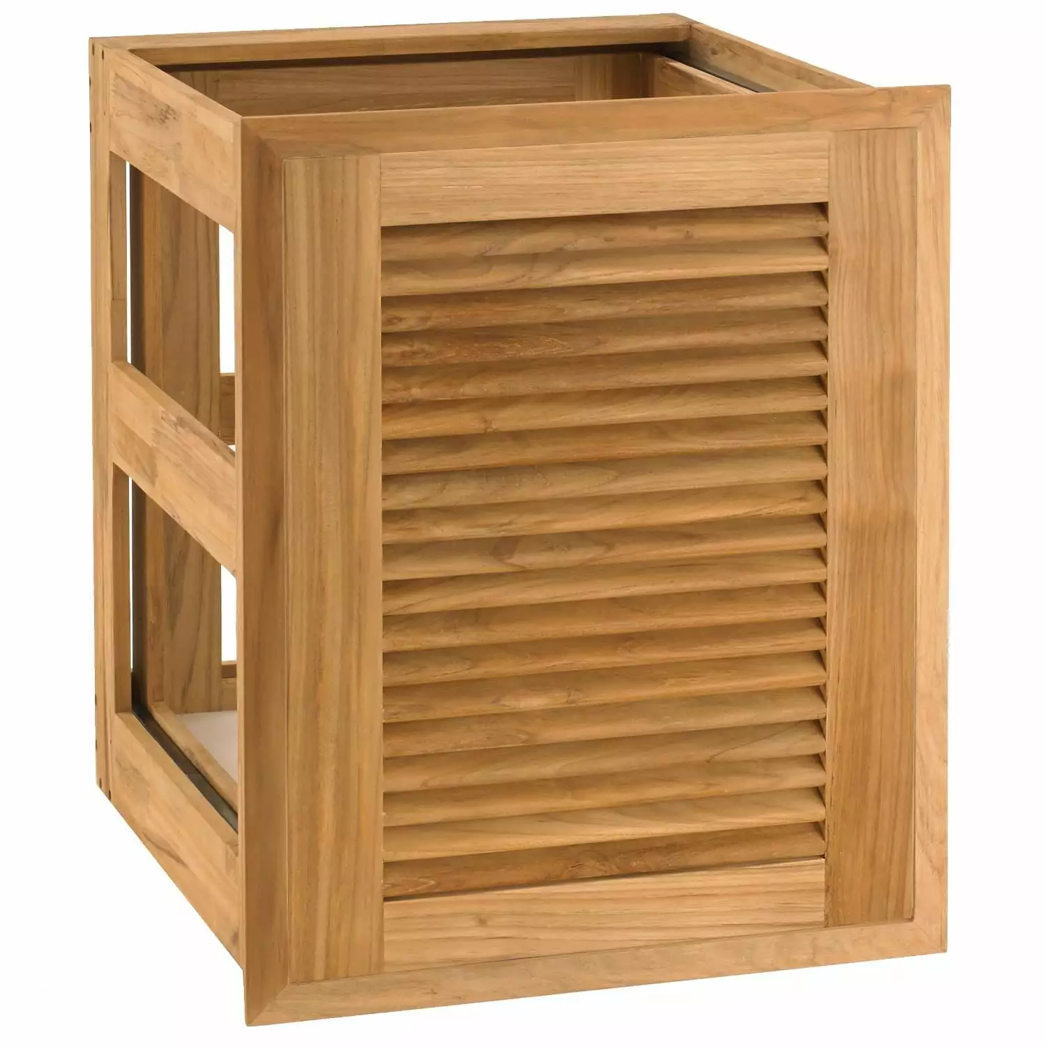 Pacific Teak Louvered 18-Inch Teak Wood Roll-Out Double Trash / Recycling Bin Drawer - POHDL-18L Pacific Teak Millworks