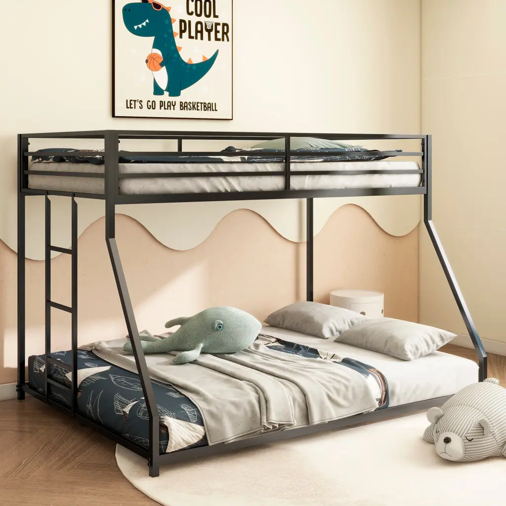Adam Twin Over Full Metal Bunk Bed Black Kids and Teens b191