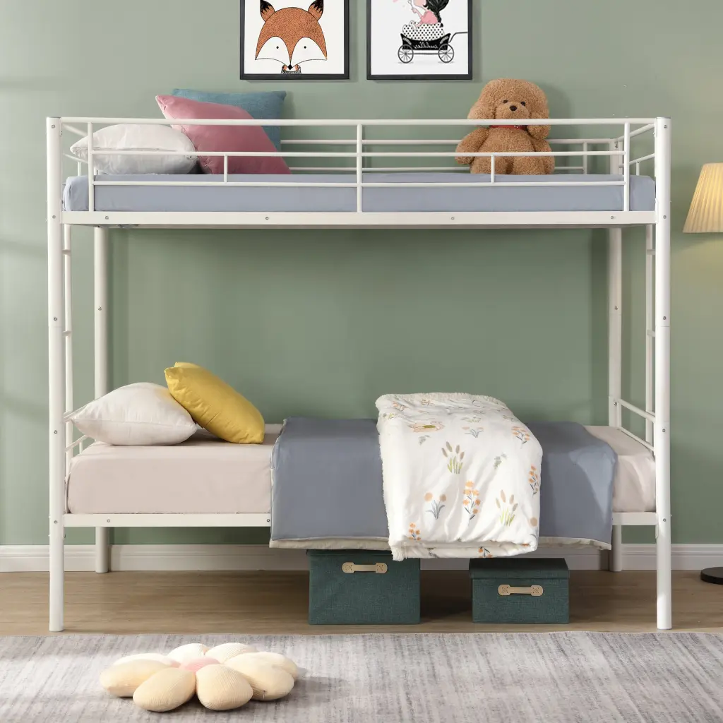 White Metal Bunk Bed Kids and Adults civilfurniture
