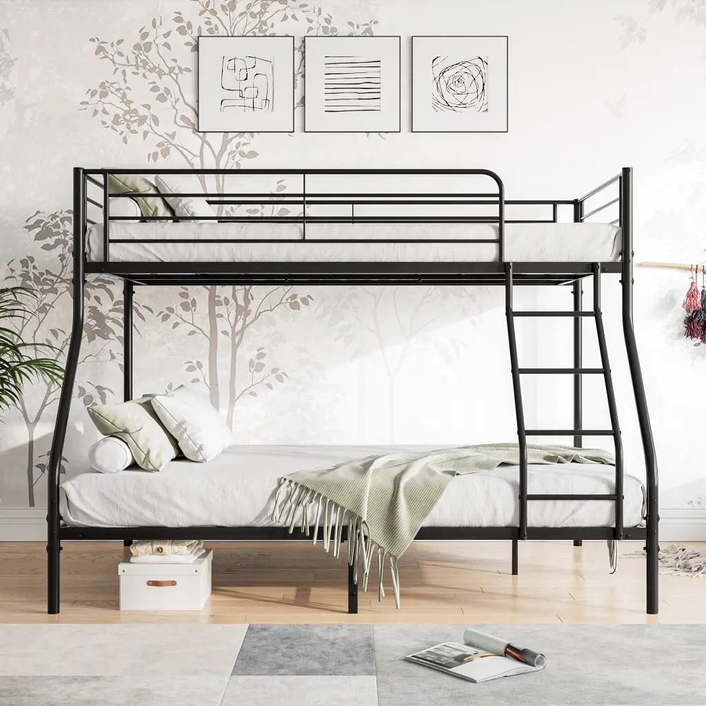 Heavy Duty Twin Over Full Metal Bunk Bed Easy Assembly Improved Safety home furniture